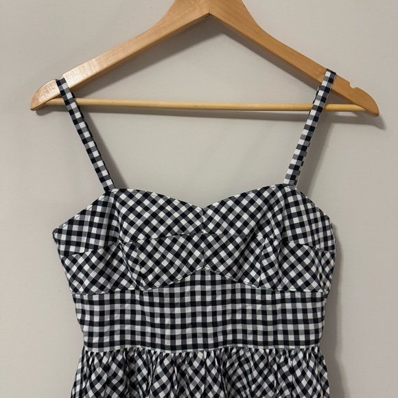 NWT J. Crew Bubble A Line Dress Black White Gingham Sleeveless Bow Cotton - Picture 3 of 16